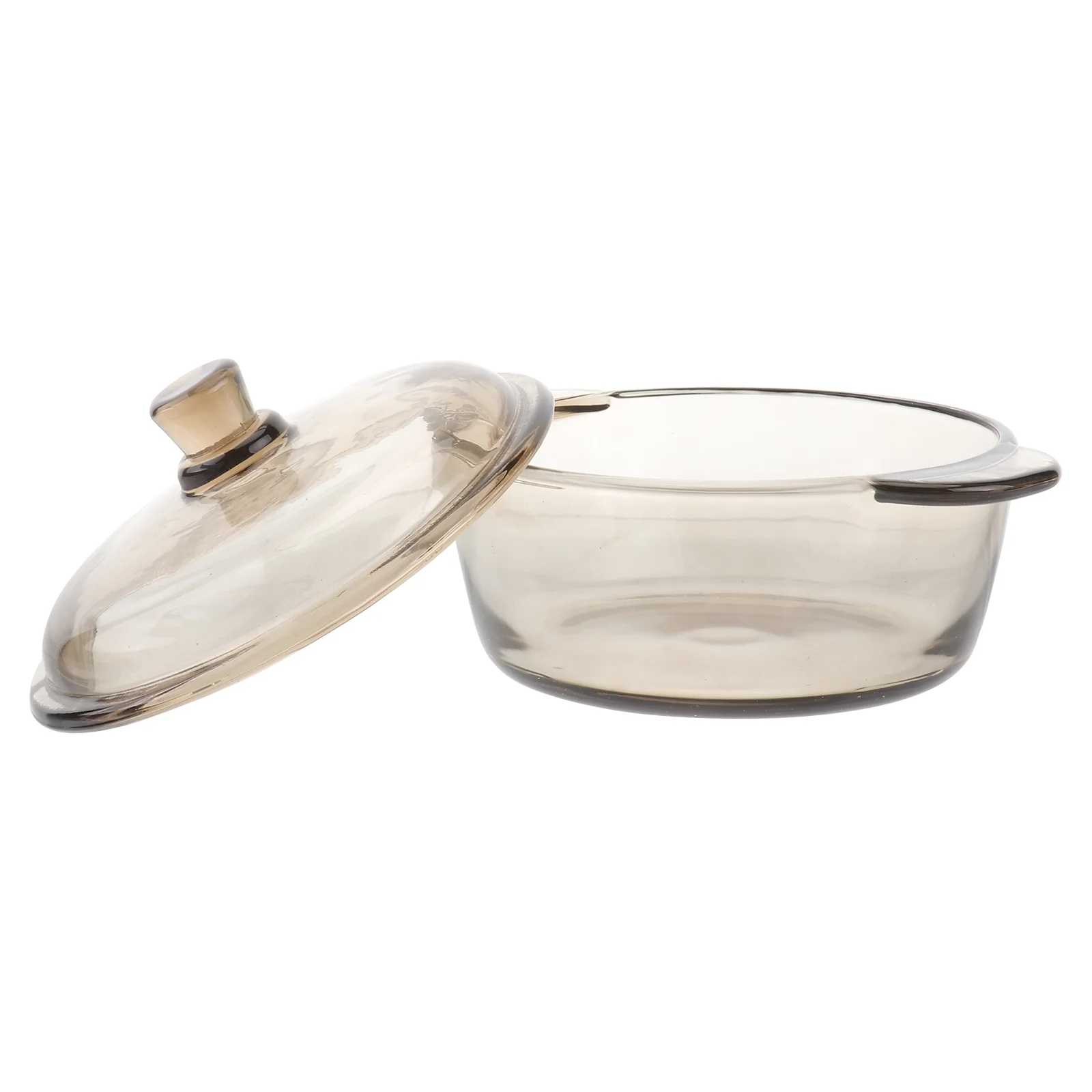 NUOLUX 1pc Glass Bowl with Lid Heat Resistant Noodle Bowl Soup Bowl (Light Brown)