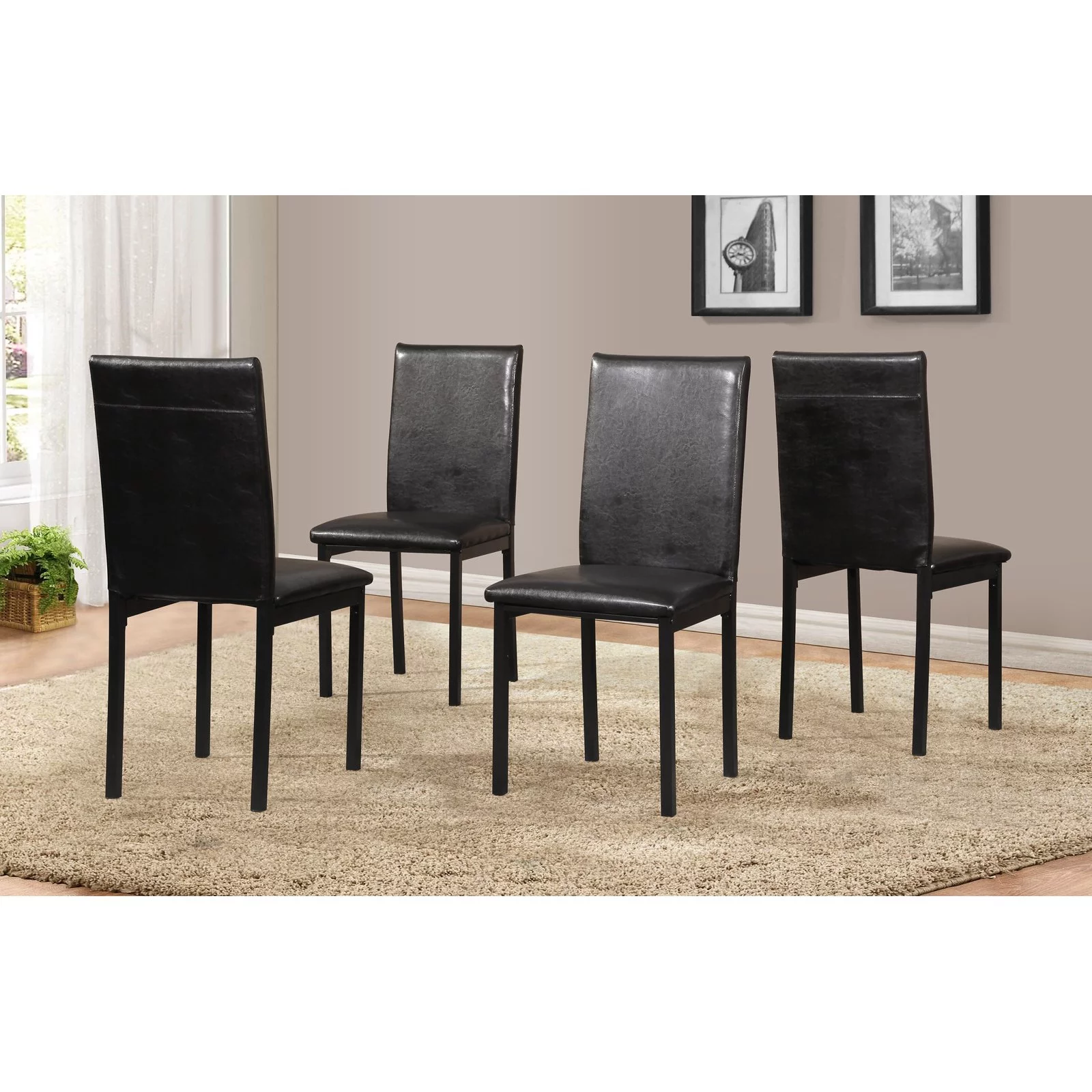 Roundhill Furniture Noyes Dining Chair, Set of 4, Black