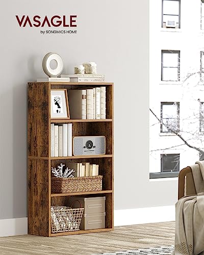 VASAGLE CUSTOS Collection - Bookshelf, 5-Tier Bookcase, Book Shelf, Open Storage Shelf, 9.4 x 23.6 x 52.8 Inches, for Living Room, Home Office, Dinning Room, Rustic Brown ULBC165X01