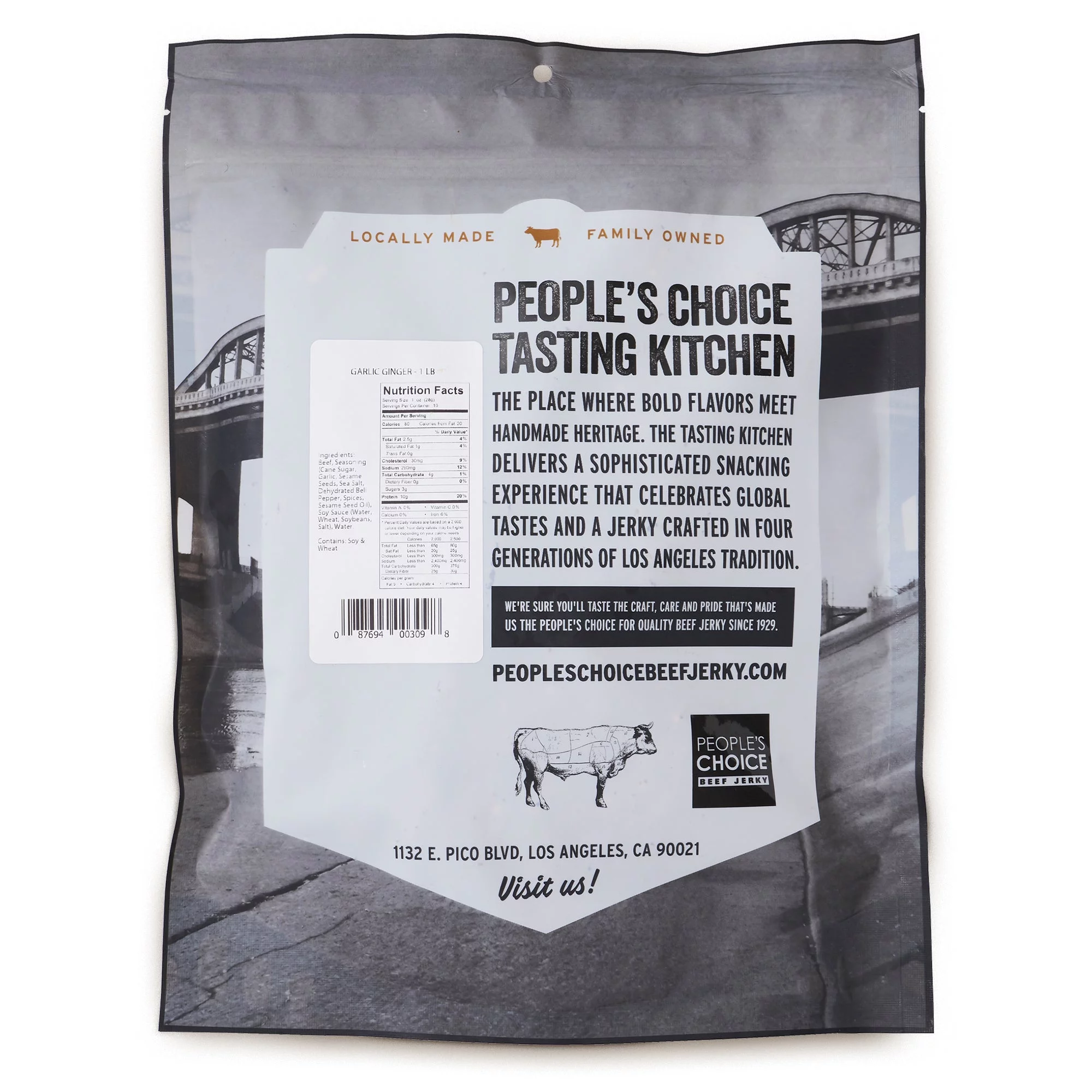 People's Choice Beef Jerky - Garlic Ginger - Backpacking Food - Family Made  - 1 Pound, 16 oz - 1 Bag