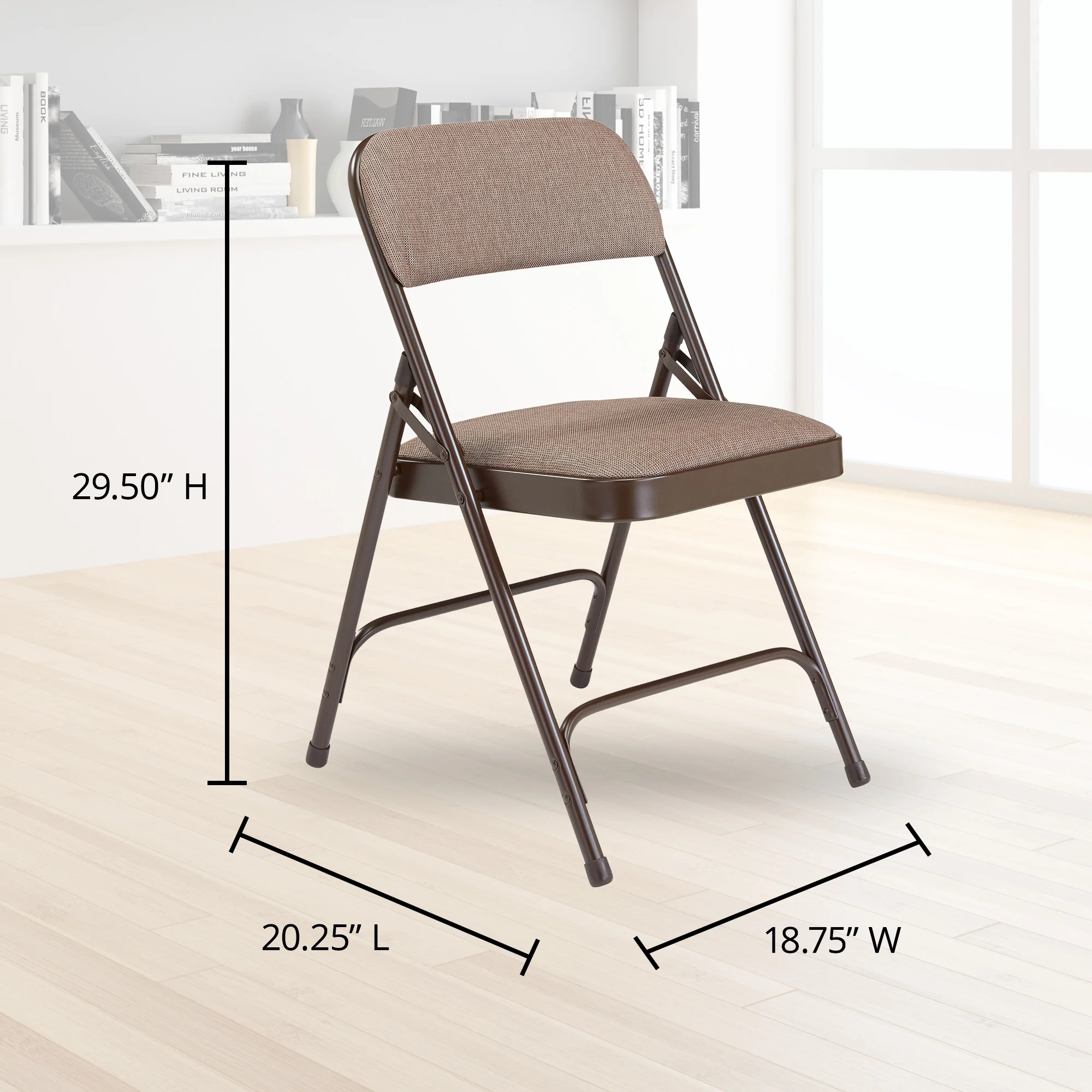 (Pack of 4) NPS® 2200 Series Fabric Upholstered Double Hinge Premium Folding Chair, Russet Walnut