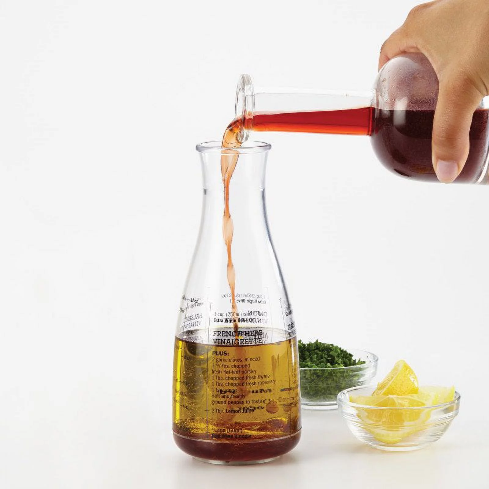 BonJour Chef's Tools Plastic Salad Dressing Carafe and Handheld Mixer, 12 oz, Salad Chef