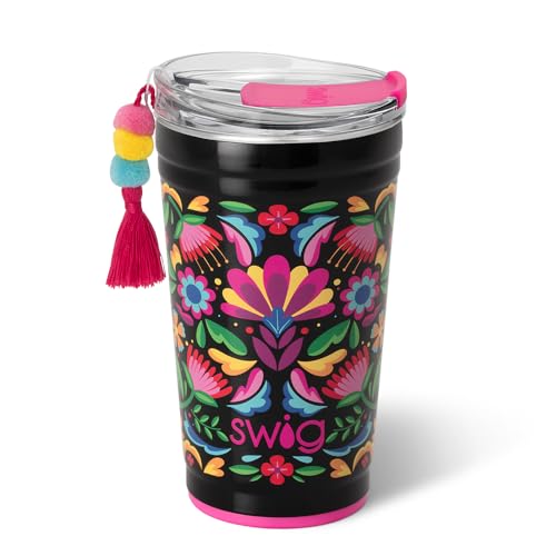 Swig Life 32oz Insulated Tumbler, Travel Coffee Tumbler with Lid, Cup Holder Friendly, Stainless Steel Travel Coffee Mug, Glitter Tumbler, Glitter Gifts (Confetti)