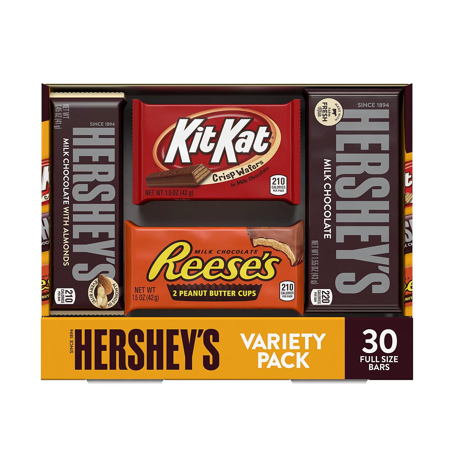 Hershey's Assorted Chocolate Candy Variety Pack, Milk Chocolate, One Size, 30 Piece Count