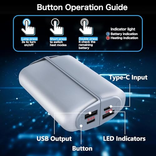 Hand Warmers Rechargeable 2 Pack,10000mAh Split-Magnetic Electric AI Handwarmer Power Bank,3 Levels, Camping,Hunting in Winter