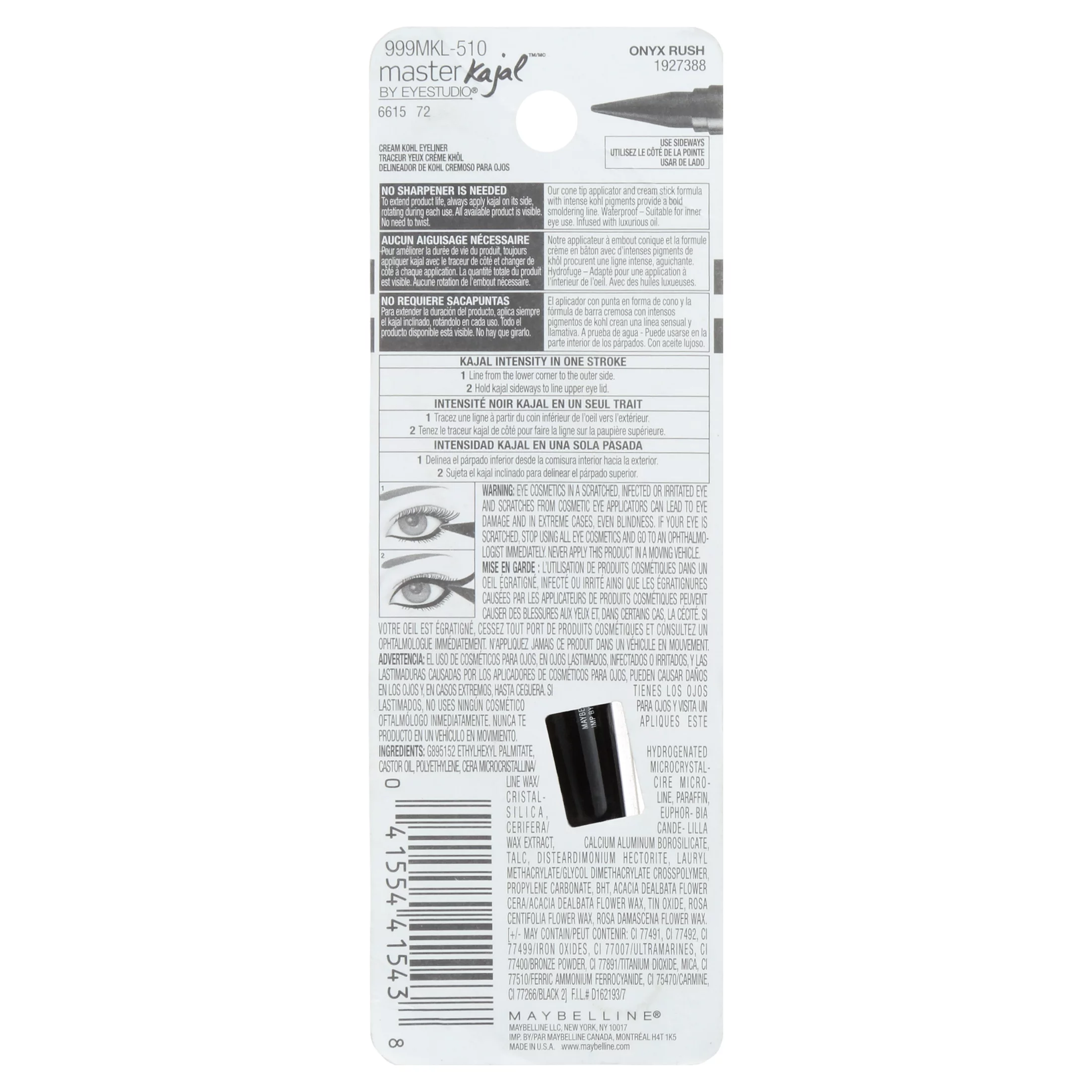 Maybelline Eyestudio Master Kajal Eyeliner, Onyx Rush, 0.05 oz