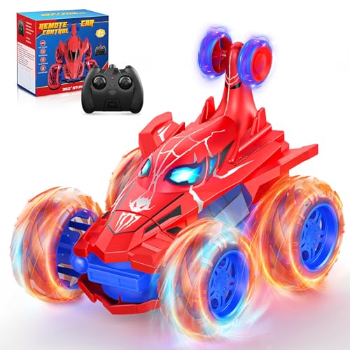 Spider remote control car rc cars toys,Cool rechargeable stunt rc car with 360 flips 4WD wheel with bright light,Fun outdoor toys gifts for kids birthday or Chritmas age 4 5 6 7 8 9 10 11 12 years old