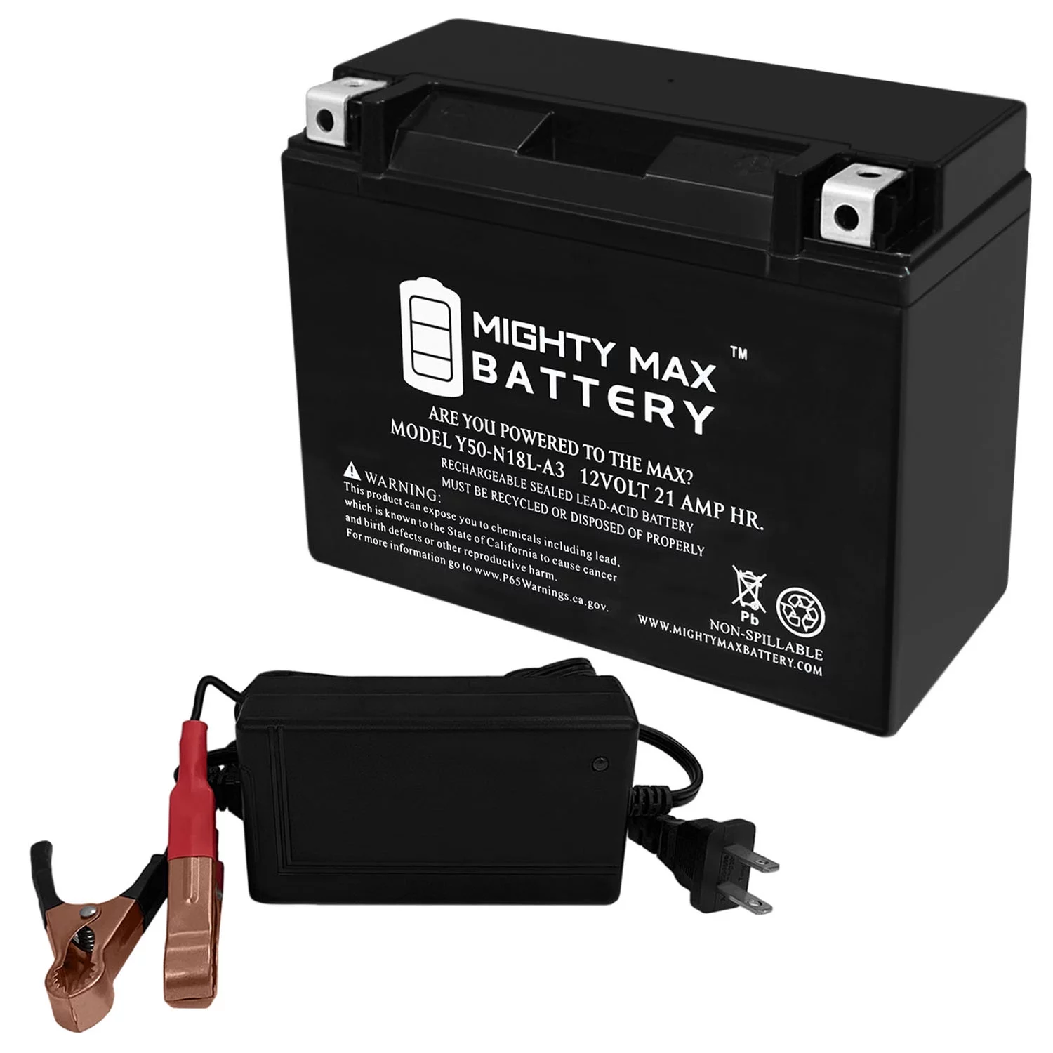 Y50-N18L-A3 Replacement Battery for Exide Edge M228A3 + 12V 4Amp Charger