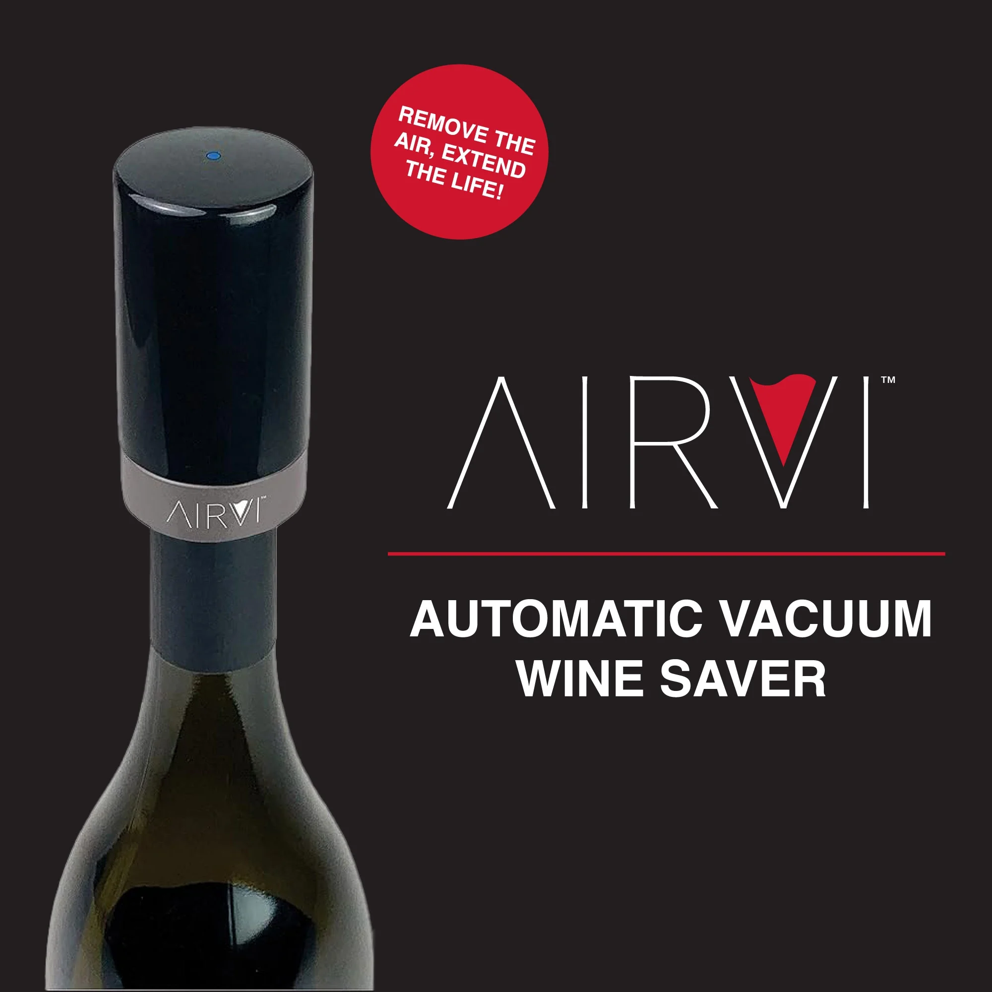 AirVi Vacuum Wine Saver 2 Pack (Silver), Wine Preserver