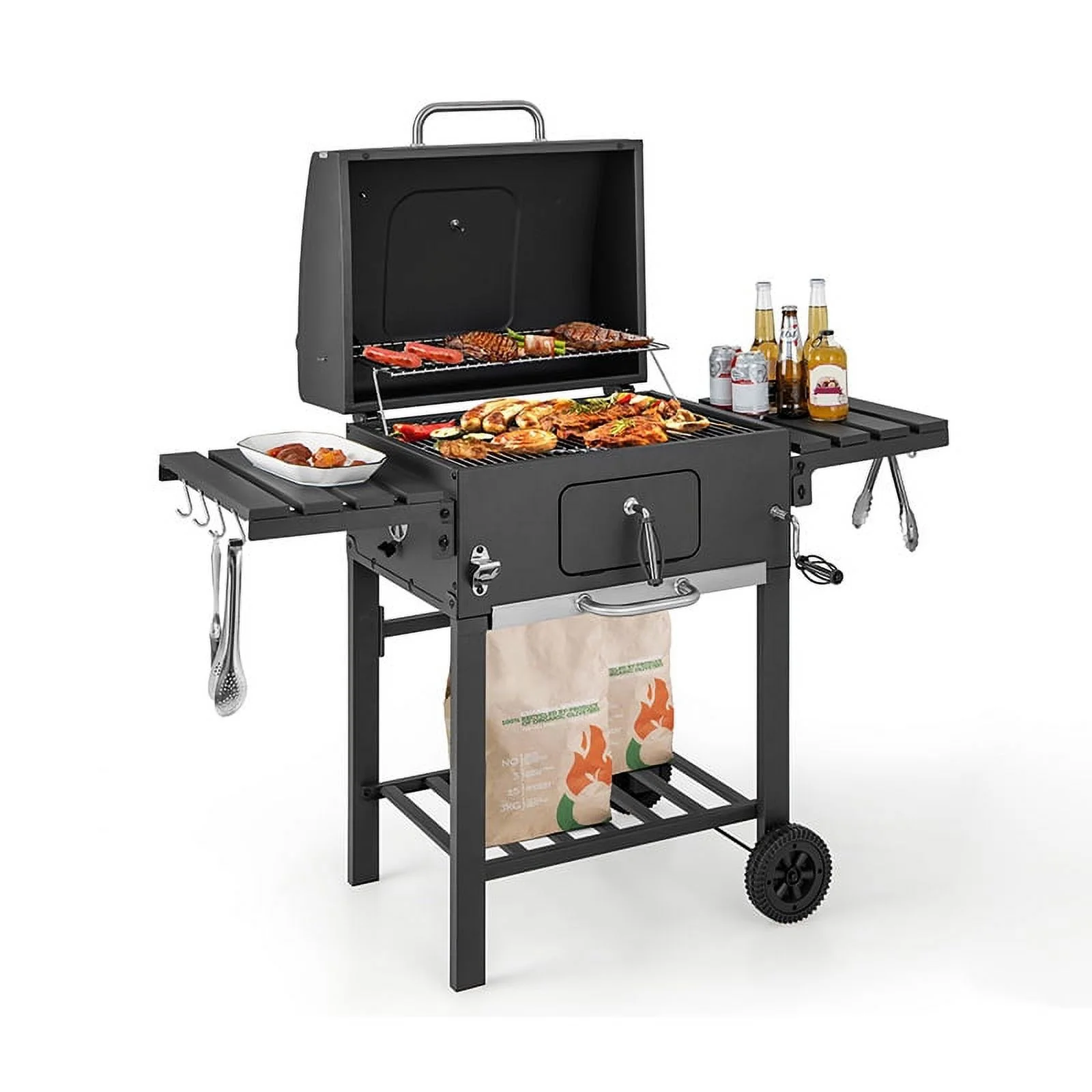 Premium Charcoal Grill with Storage Shelf - 59.15 - Enhance your outdoor cooking with our versatile grill!