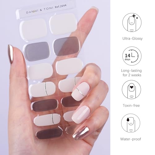 DANNI & TONI Semi Cured Gel Nail Strips Christmas Santa Claus Snowflakes Cat Eye Gel Nail Wraps 28 Stickers | Mistletoe Meow