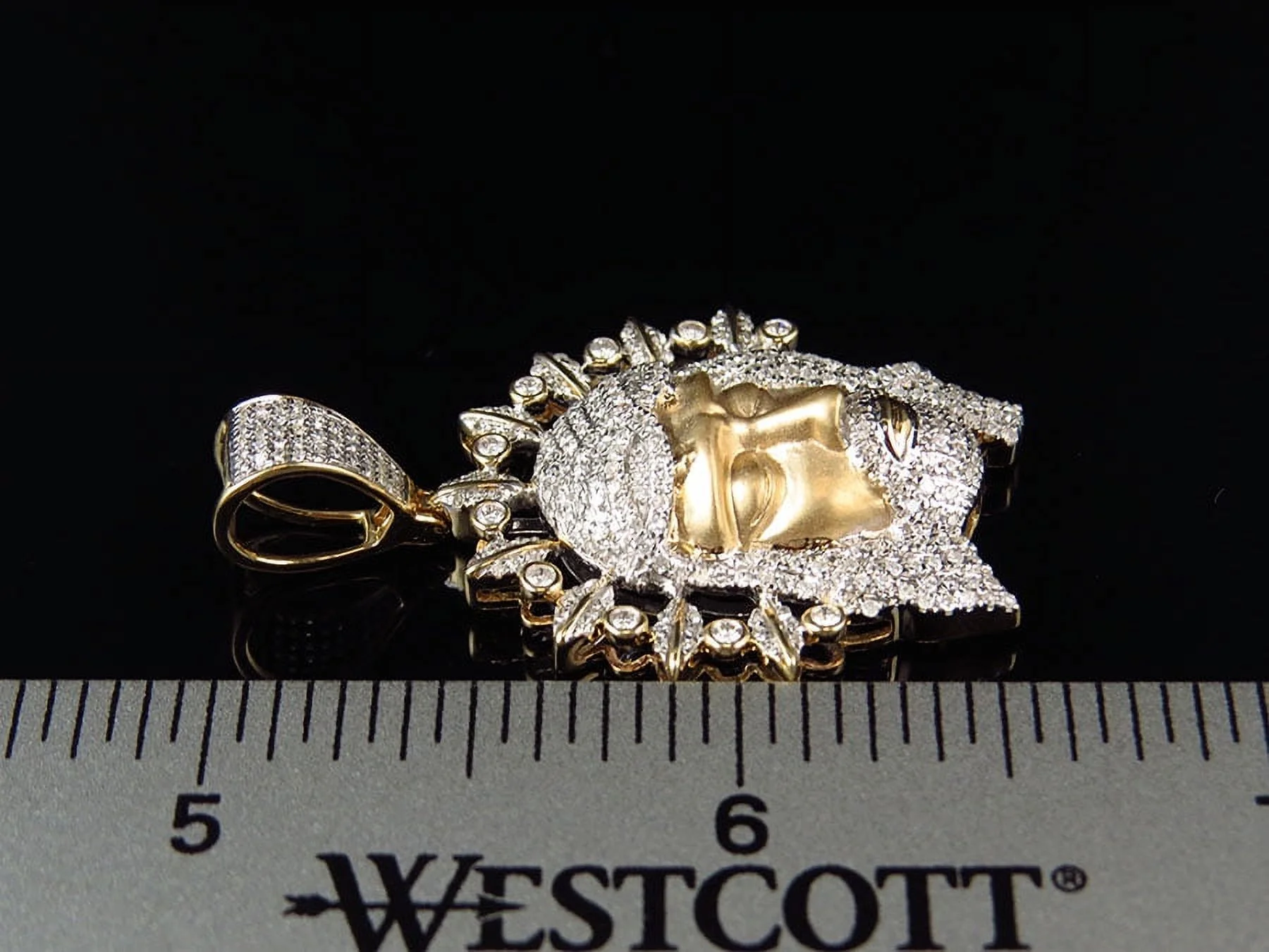 Men's Yellow Gold Jesus Face piece with Halo 1.5 Inch Diamond Pendant (1.25ct)