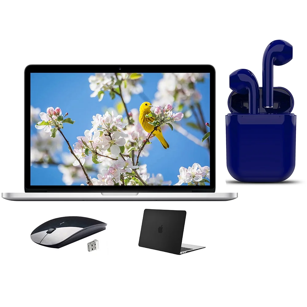 Restored Apple MacBook Pro 13.3-inch Intel Core i5 8GB RAM Mac OS 256GB Bundle: Black Case, Wireless Mouse, Bluetooth/Wireless Airbuds By Certified 2 Day Express (Refurbished)