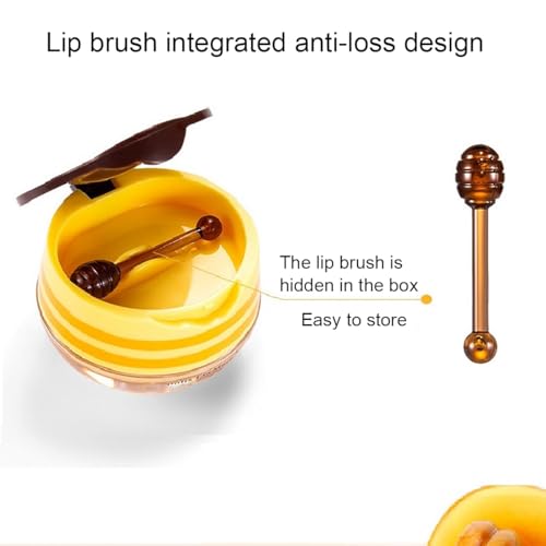 6 PCS Bee Lip Balm Honey Pot,Propolis Lip Mask Moisturizing,Reduces Lip Lines,Sleeping Lip Balm Prevention Dry and Cracked, Lip Scrubs Exfoliator (Honey,Strawberry,Watermelon,Apple Lime,Cherry, Mint)