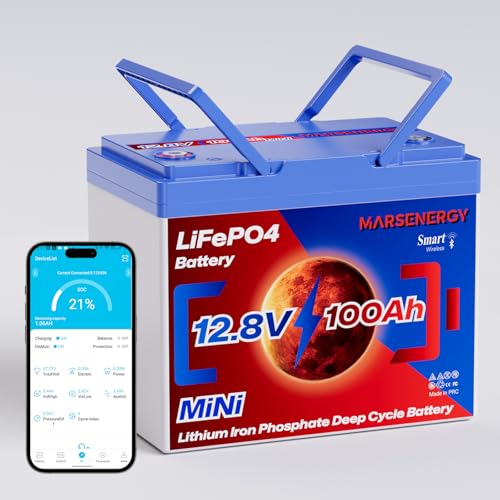 12V 100Ah Lifepo4 Battery, Bci Group 24, Built-In 100A Smart BMS, 4500 To 15000 Deep Cycle Grade A Cells Lithium Battery For Rv, Trolling Motor, Marine, Home Energy Storage, Solar Panel System (B-1PC)