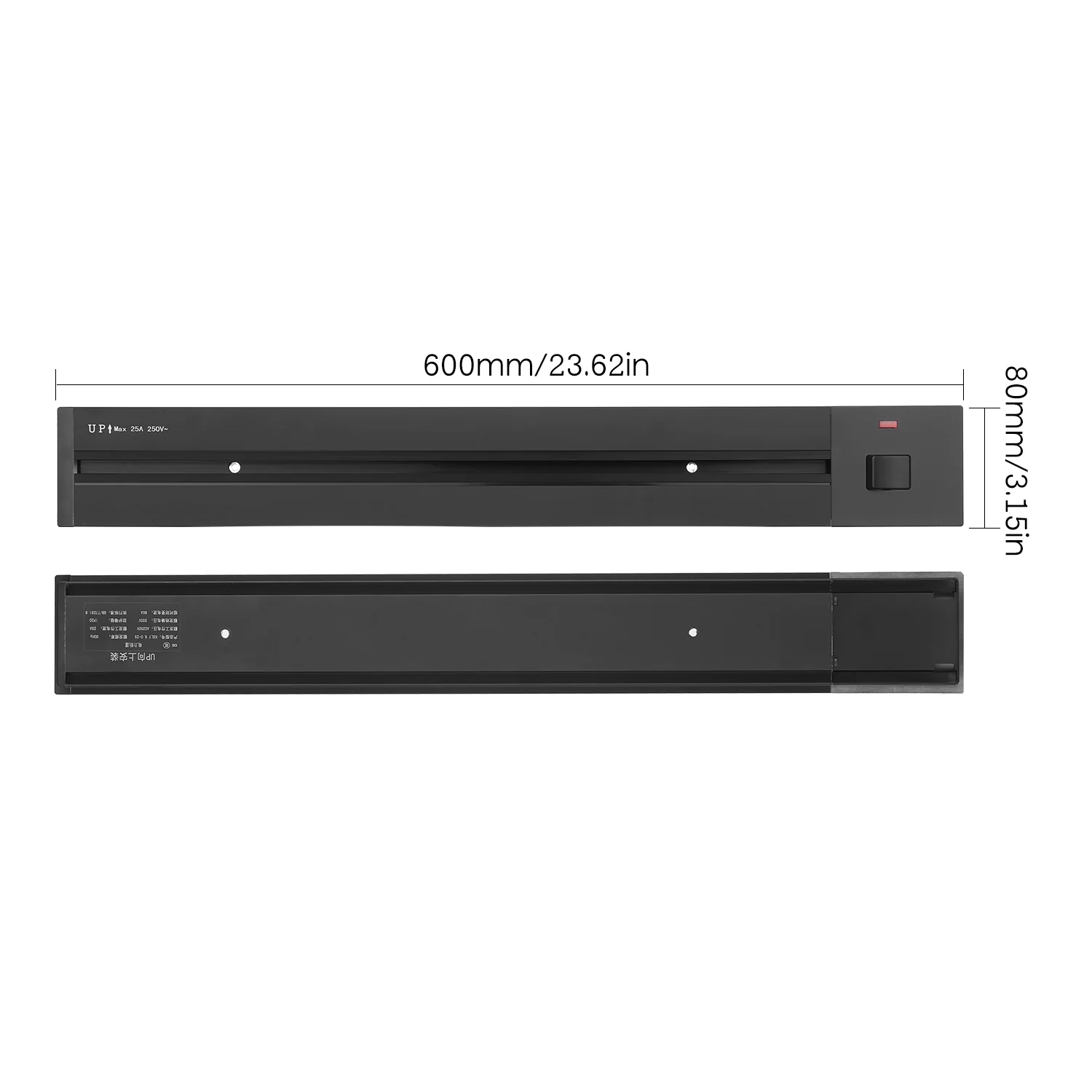 Walmeck Electrical Outlet Track Wall Power Outlet Track 60cm Aluminum Alloy Kitchen Sockets Track Wall Outlet Extension Sliding Rail Works with Movable Power Outlet