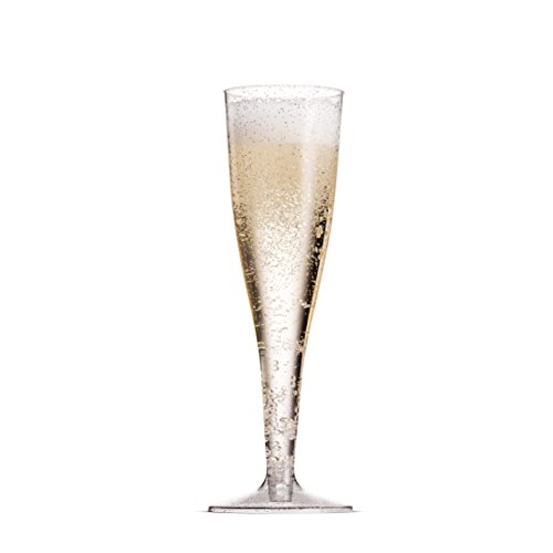 Munfix 50 Pack Gold Rimmed Plastic Champagne Flutes 5 Oz Clear Plastic Toasting Glasses Fancy Disposable Wedding Party Cocktail Cups with Gold Rim
