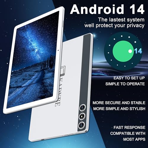 Android 14 Tablet, 2025 Latest Tablet 10 inch 128GB Storage 1TB Expandable 14GB RAM, 4G Sim Slot Tablets with keyboard Support 5G WiFi Bluetooth 5.0 GPS, 7000 mAh, Octa-Core Processor, FHD IPS Display