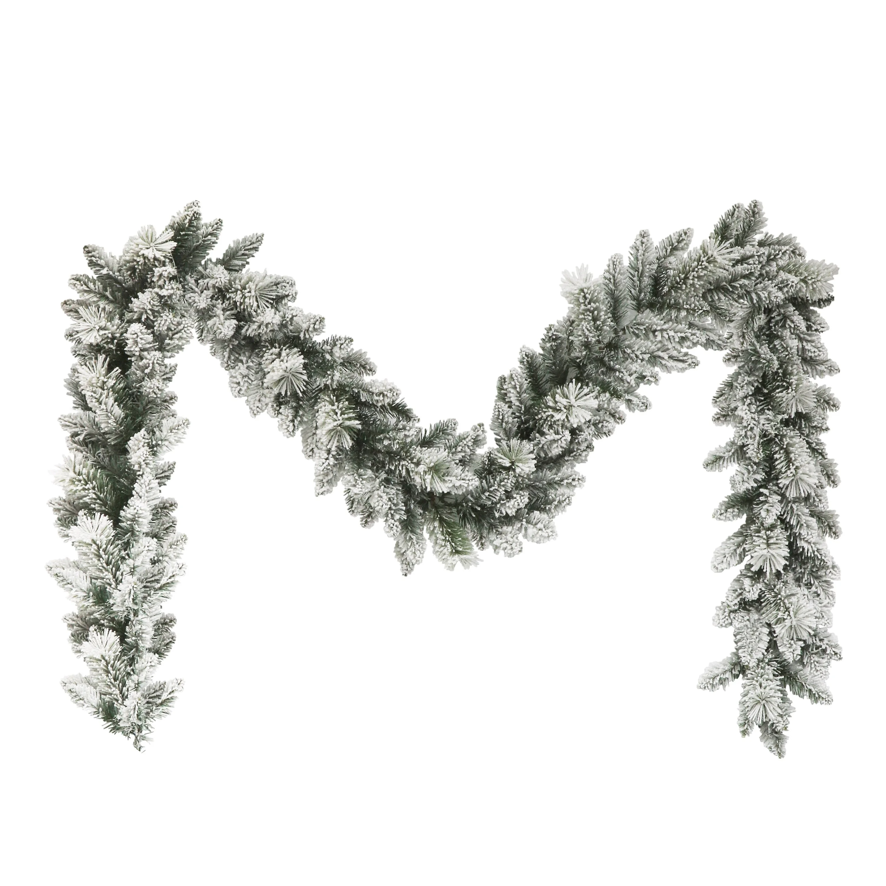Puleo International  9' Flocked Spruce Garland - Green