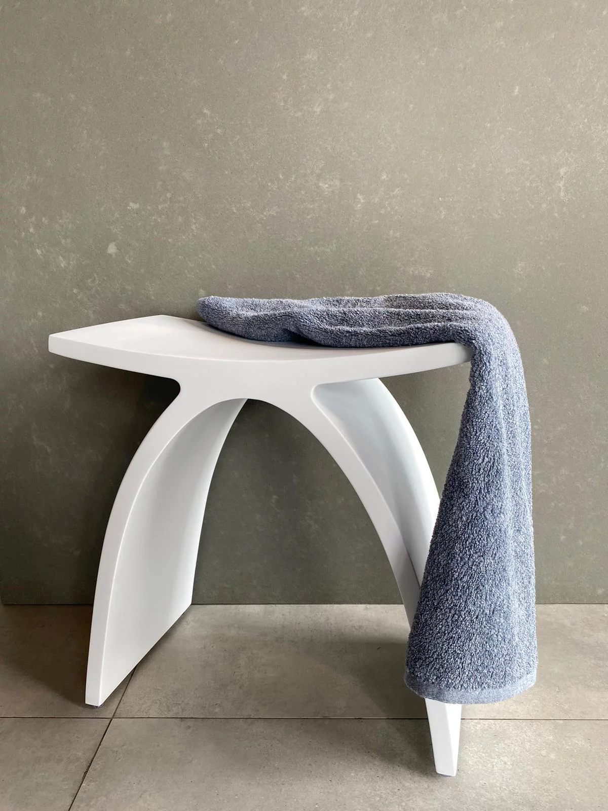 DAX Solid Surface Bathroom Stool, Standfree, Matte White Finish, 16-3/4 x 16-3/4 x 9-1/16 Inches (DAX-ST-01)