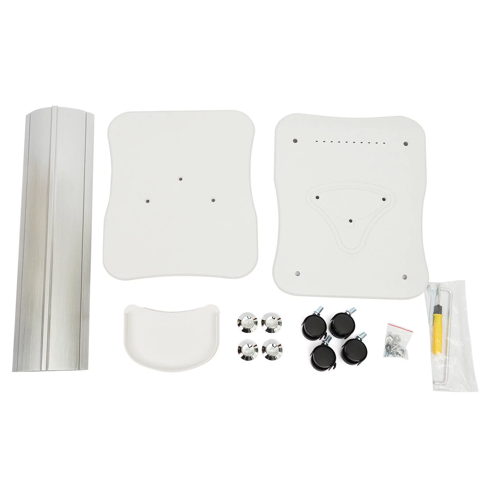 Rolling Trolley Cart Beauty Machine Stand, 4 Wheels Hair Salon Alluminum Alloy White Beauty Cart