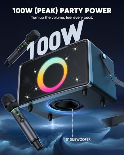 GFEEN Portable Bluetooth Speaker: 100W, 15H Playtime, Loud Wireless Boombox, 5″ Large Subwoofer, LED Light Show, Fast Charging, Big Bocinas for Outdoor, Party, Backyard (Silver with 1Mic)