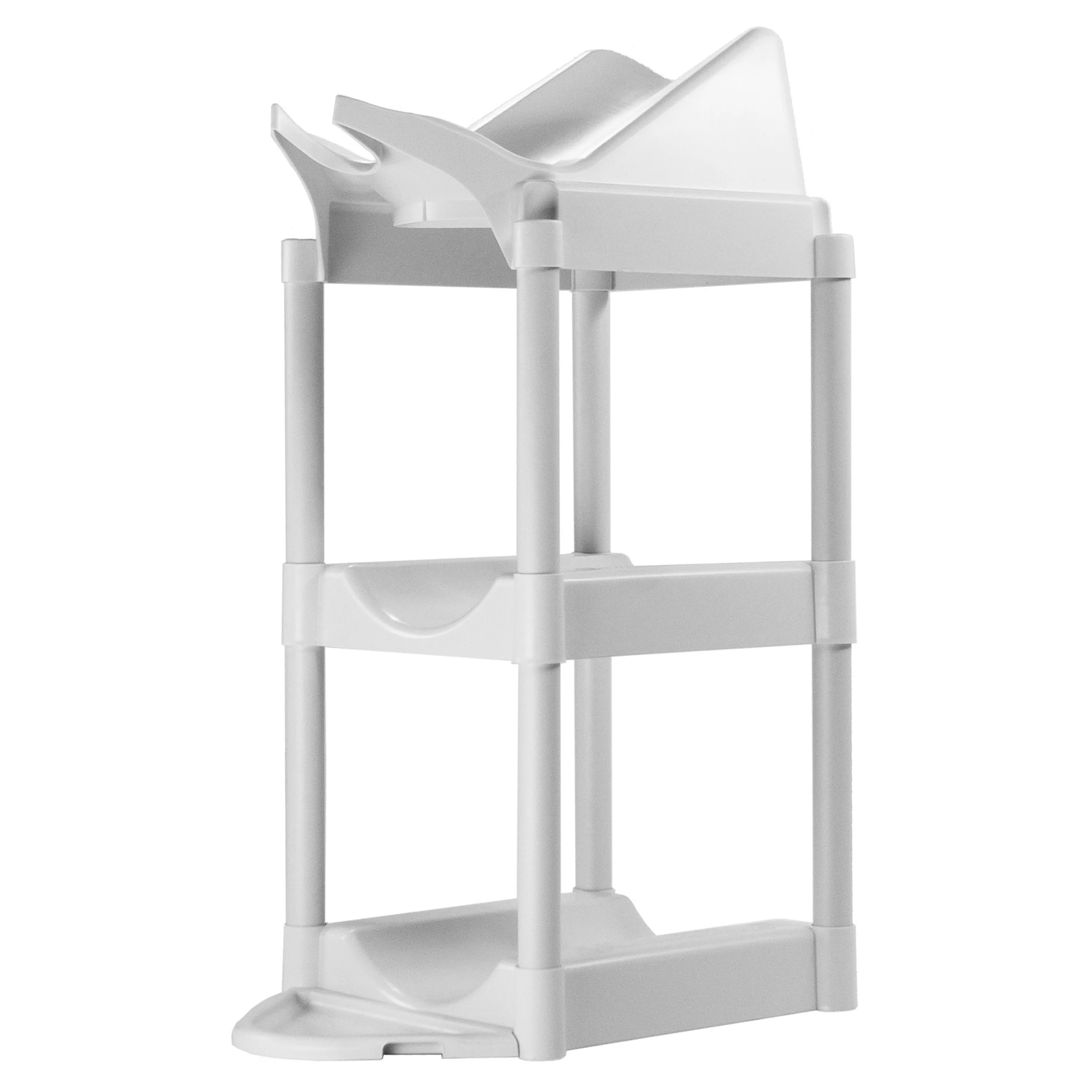 Bottle Buddy Cascada Store and Pour System, Water Bottle Storage and Dispenser, White, Sturdy Plastic