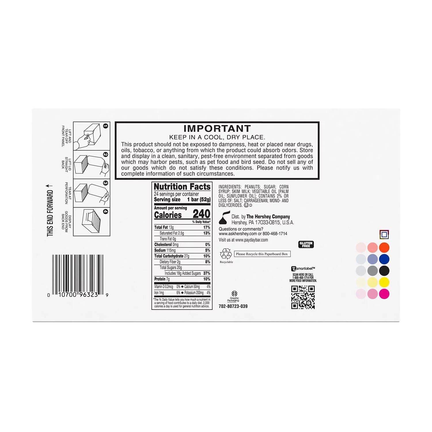 Payday Peanut Caramel Candy, Bars 1.85 oz, 24 Count