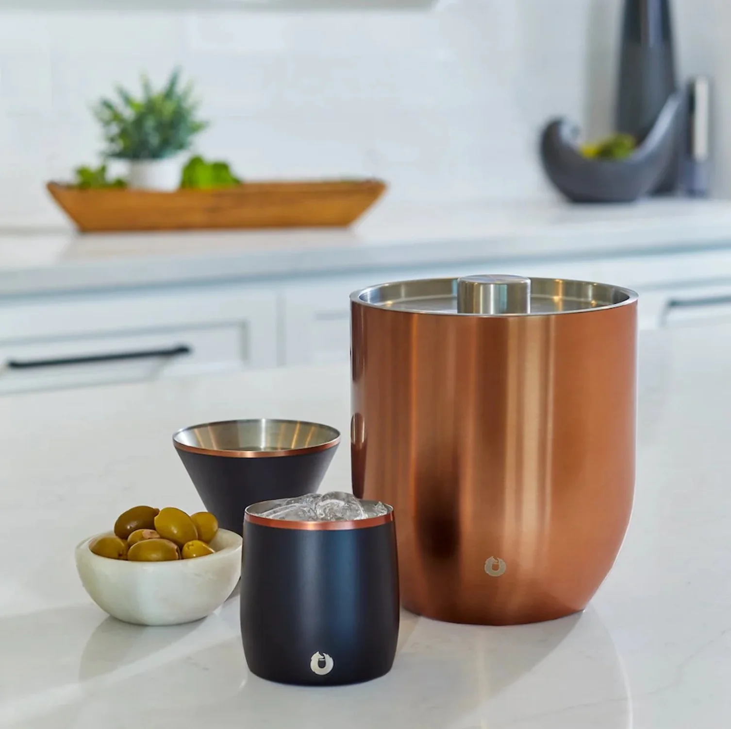 Stainless Steel Rocks Glass, Set of 2 - Olive Grey