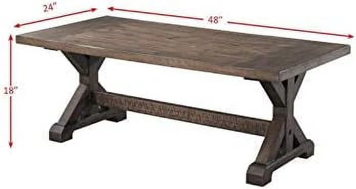 Flynn Trestle Coffee Table Transitional/Walnut/Rubber Solid Wood