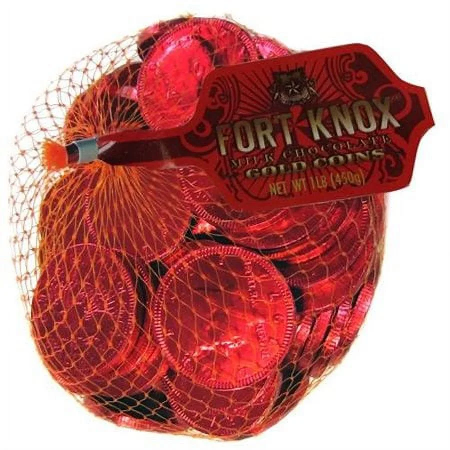 Fort Knox Milk Chocolate 1.5-inch Coins - Red Foil, 1 LB