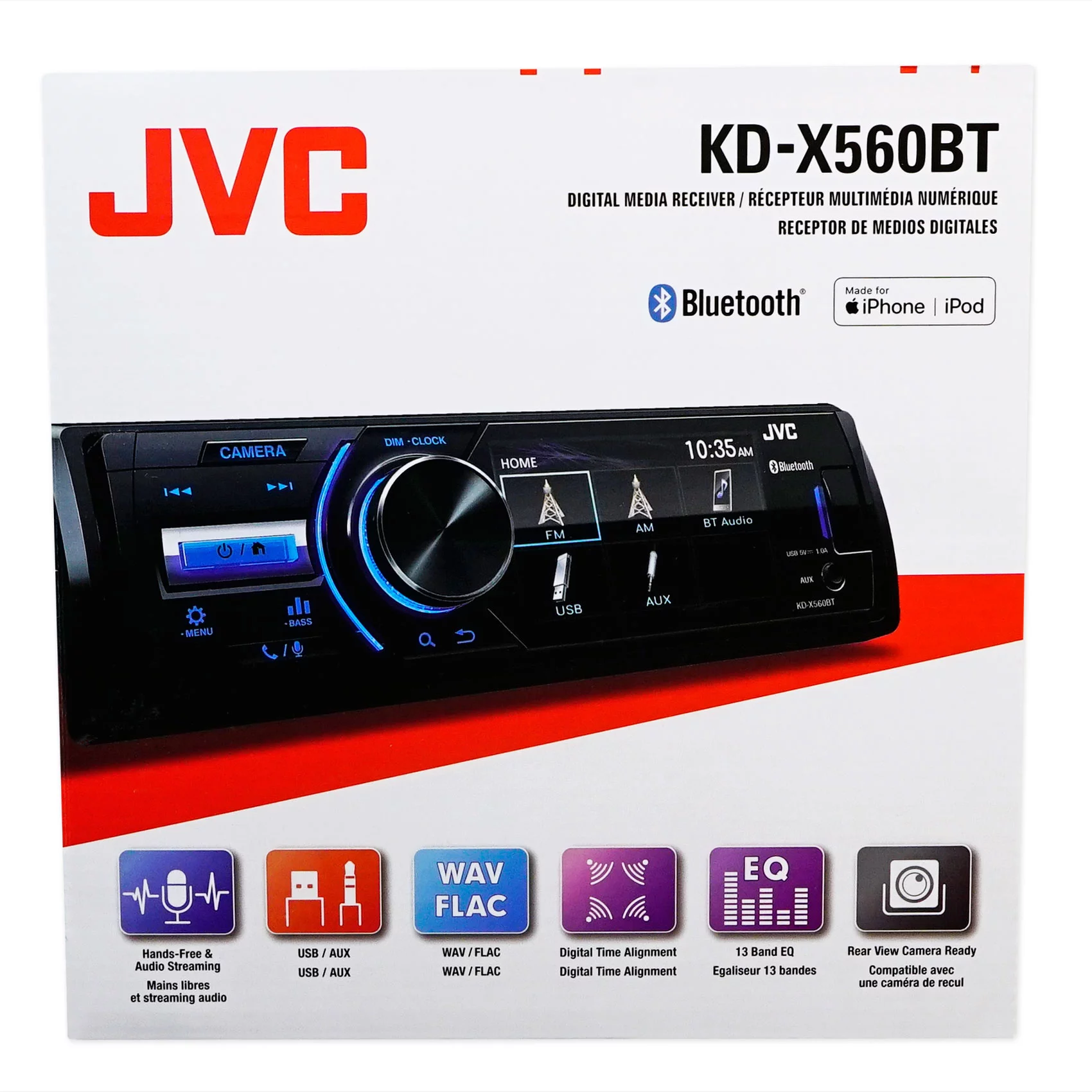JVC KD-X560BT Digital Media Marine Bluetooth Receiver+4) Black JBL 6.5