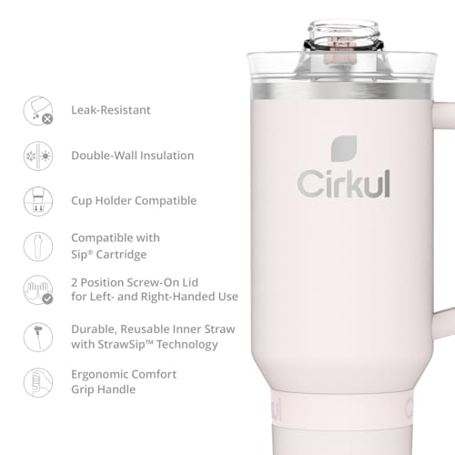 Cirkul 40oz. Carbon Stainless Steel Tumbler with Handle, All-Day StrawSip™, Double-Wall Insulated