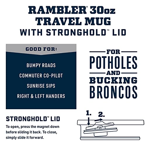 YETI Rambler 30 oz Travel Mug, Stainless Steel, Vacuum Insulated with Stronghold Lid