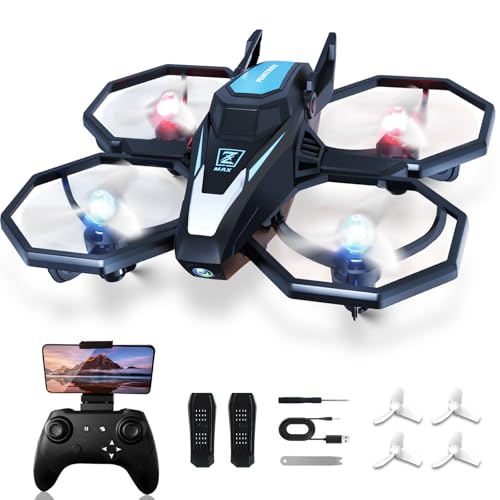 Drone with Camera, 1080P FPV Drone Camera with Remote Control Quadcopter, Gestures Selfie, One-Key Take Off/Landing, Speed Adjustment, 3D Flips, 2 Batteries Mini Drone for Adults Kids
