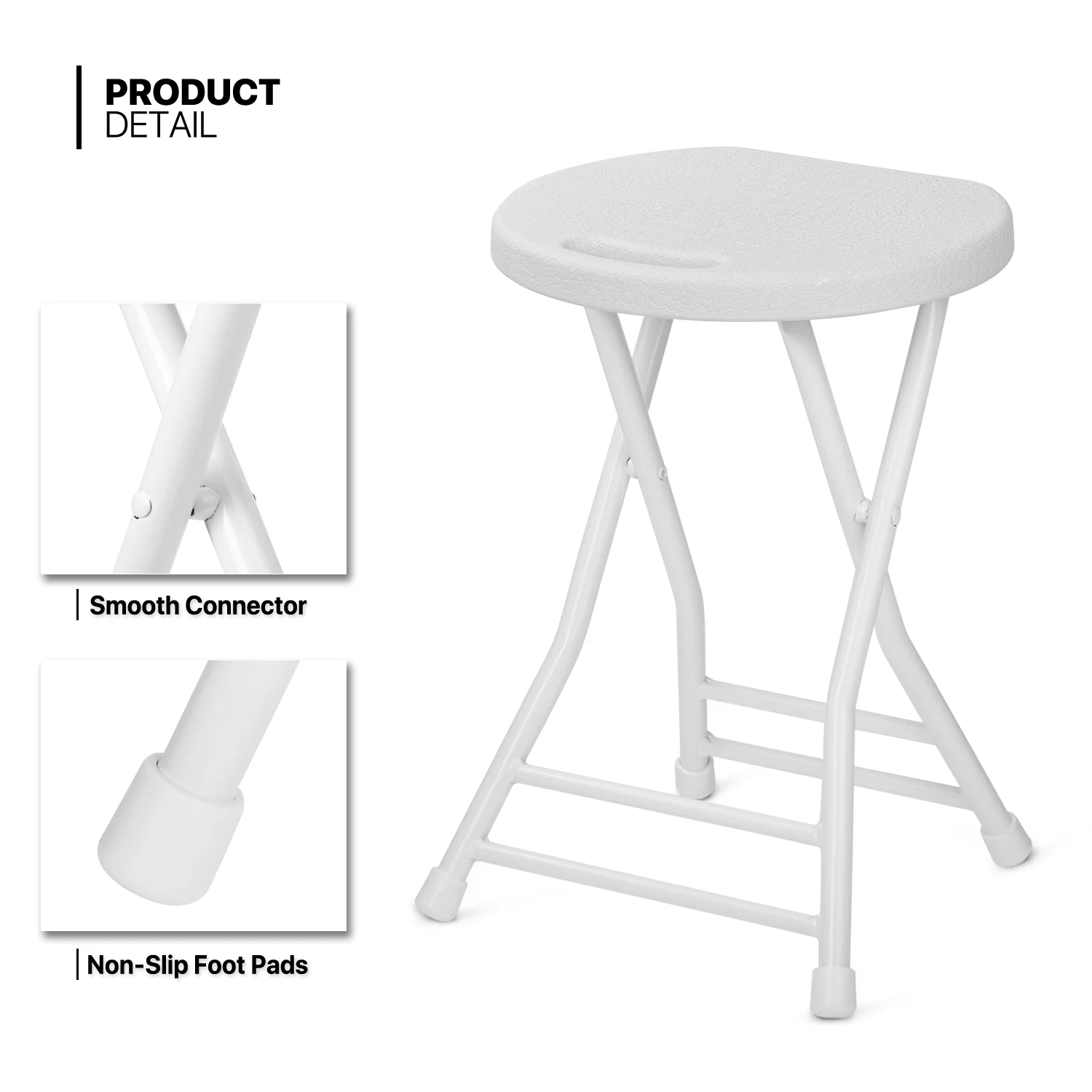 Magshion 7 Pieces 4.5 FT Folding Round Table and Chair Set, Event Wedding Card Desk with Handle and Foldable Stools with Steel Frame, White