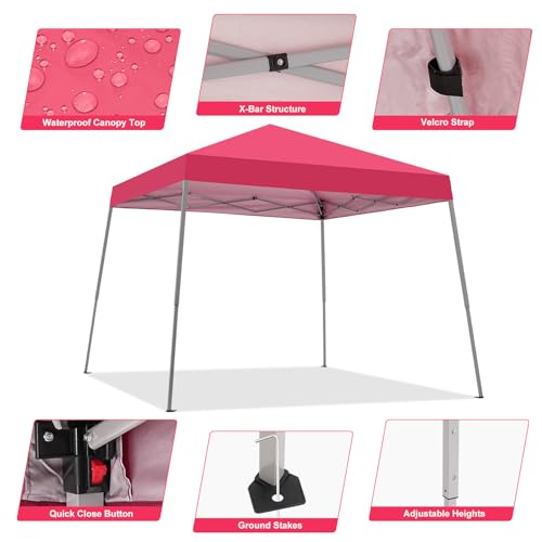 Canopy Tent, 10X10 FT Pop Up Canopy Outdoor Instant Tent Slant Legs with Carrying Bag, Portable Gazebo Shelter for Patio Deck Garden and Beach - 8X8 FT Canopy Cover (Blue)