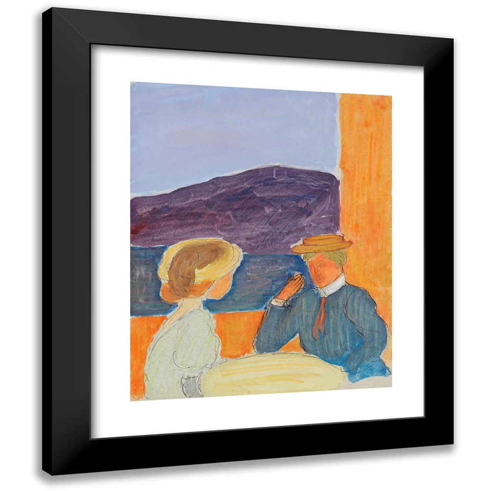Marianne von Werefkin 12x14 Black Modern Framed Museum Art Print Titled - Couple in Conversation (1908)