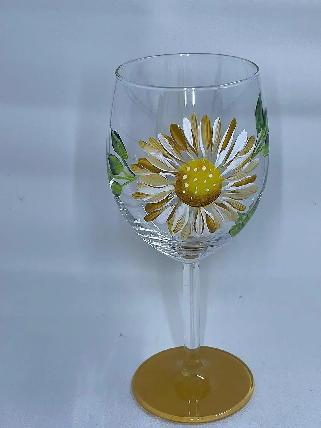 Spring Flower Wine Glasses In Your Choice Of Four Colors Hand Painted Flower Wine Glasses (Yellow, 15 Oz Wine Glass)