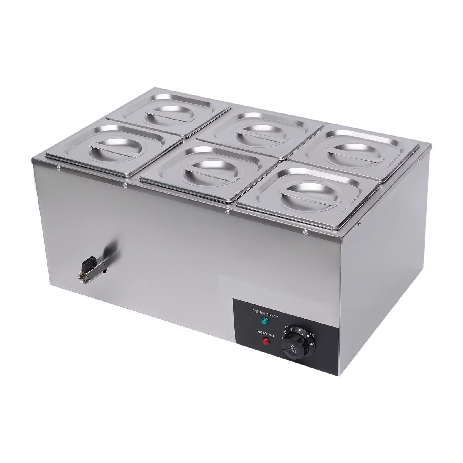 Miumaeov 110V 6-Pan Commercial Food Warmer with Adjustable Temperature from 30°c-85°c Home Food Steam Table Electric Countertop Food Warmer Restaurant Warming Buffet Server