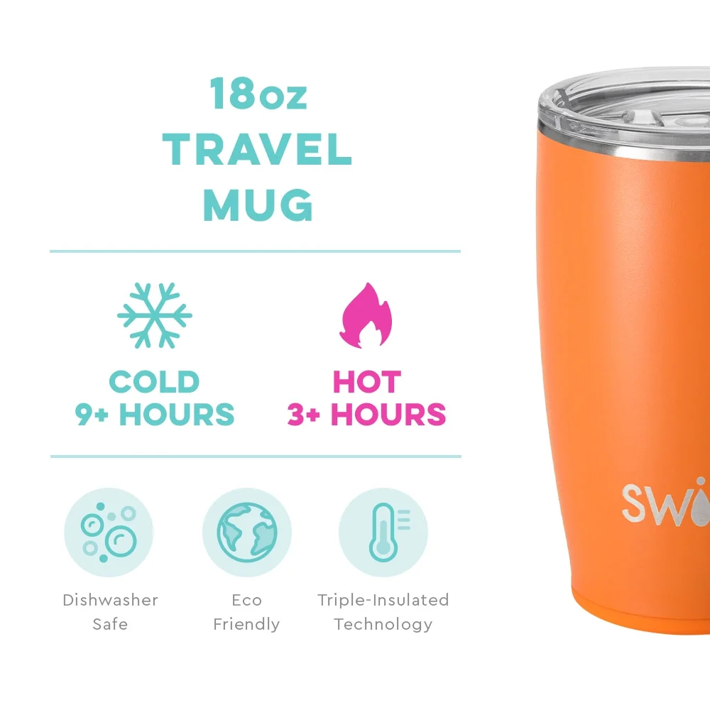 Swig Life 18oz Travel Mug | Insulated Stainless Steel Tumbler with Handle | Orange