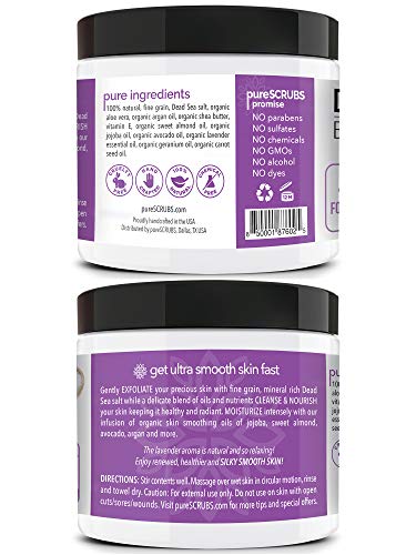 pureSCRUBS Premium Eucalyptus Body Scrub Set - Large 16oz Dead Sea Salt Body Scrub With Infused Essential Oils & Nutrients, Includes Wooden Spoon, Loofah & Oatmeal Exfoliating Bar Soap