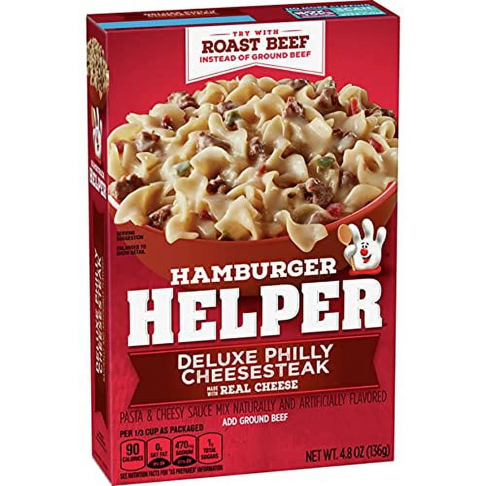 Hamburger Helper Pasta & Sauce Mix, Deluxe Cheesesteak, 4.8 oz Box, Quantity of 8