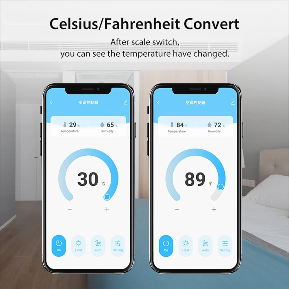 Dazzduo Hygrothermograph,Display Screen APP Air Conditioner L Bedroom Air Conditioner Bedroom Conditioner LCD lit Temperature Infrared dsfen WiFi Temperature Conditioner L Display Tuya Temperature