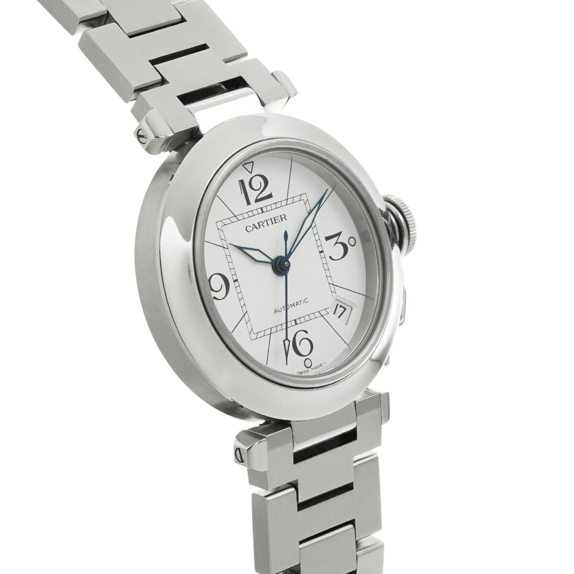 Pre-Owned CARTIER Pasha C W31074M7 Men's SS Watch Automatic White Dial (Good)