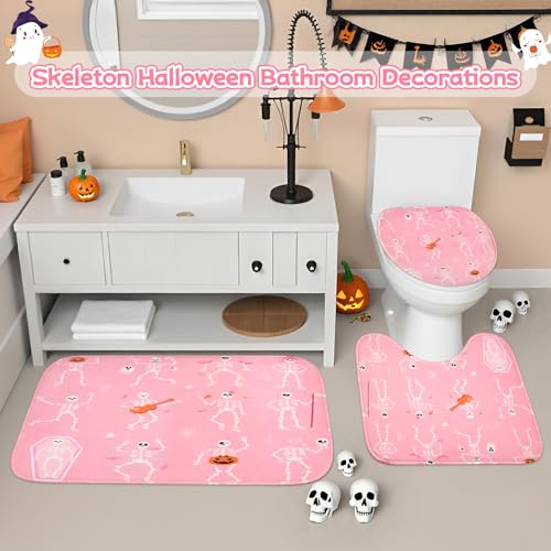 4Pcs Christmas Shower Curtain Set - Merry Christmas Bathroom Set Holiday Shower Curtain with Non-Slip Rugs, Toilet Lid Cover and Bath Mat