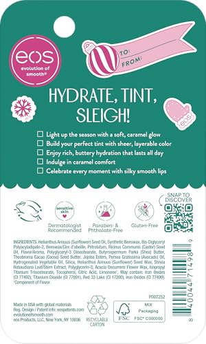 eos Holiday 24H Moisture Mini Super Balm Set, Sugar Plum Spritz, Candy Cane Swirl, Iced Sugar Cookie, Limited Edition Lip Care, Stocking Stuffers, 0.24 fl oz, 3-pack