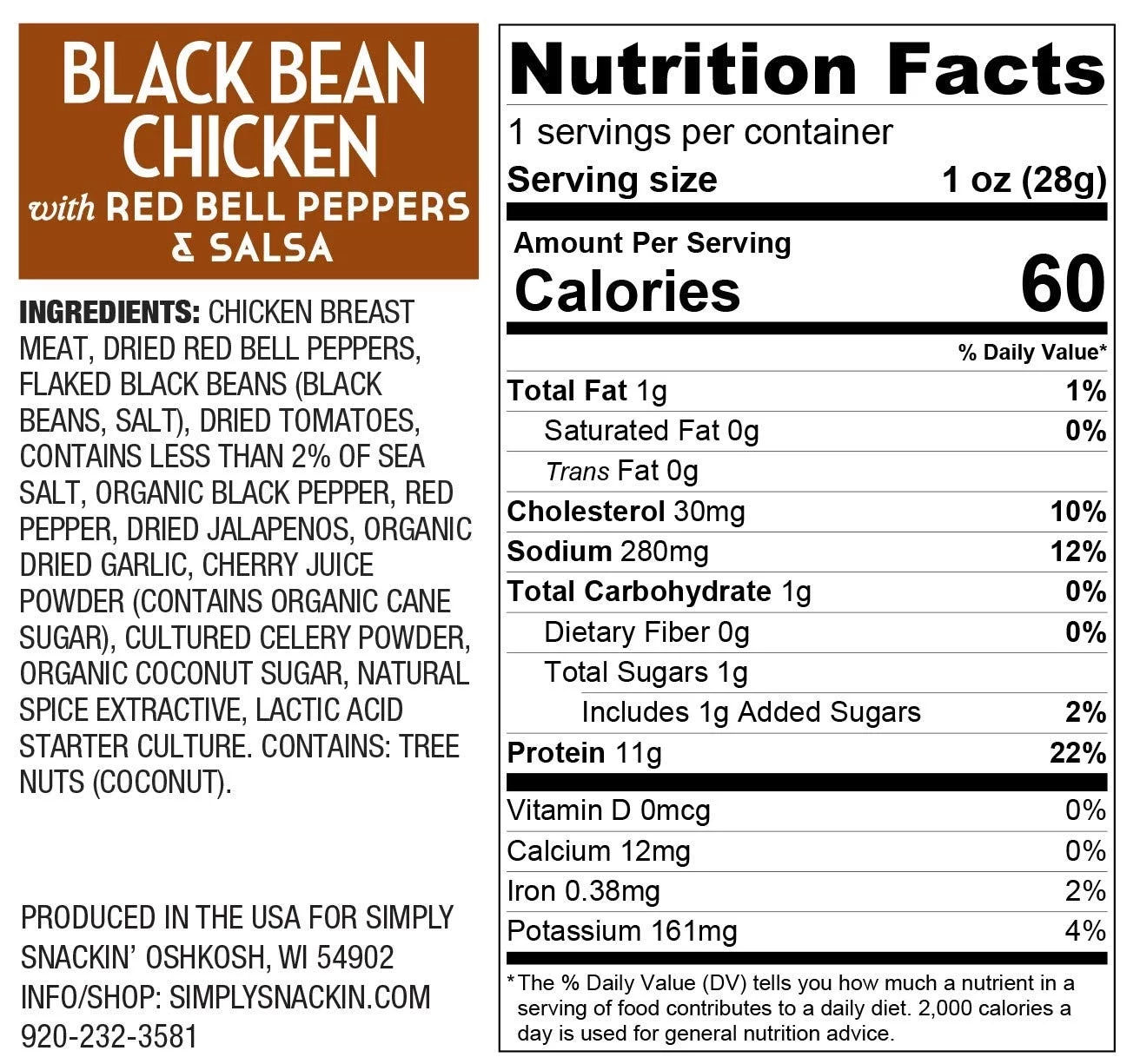Simply Snackin' Chicken Protein Snack - Chicken Breast with Black Bean Salsa Size: 12-Pack