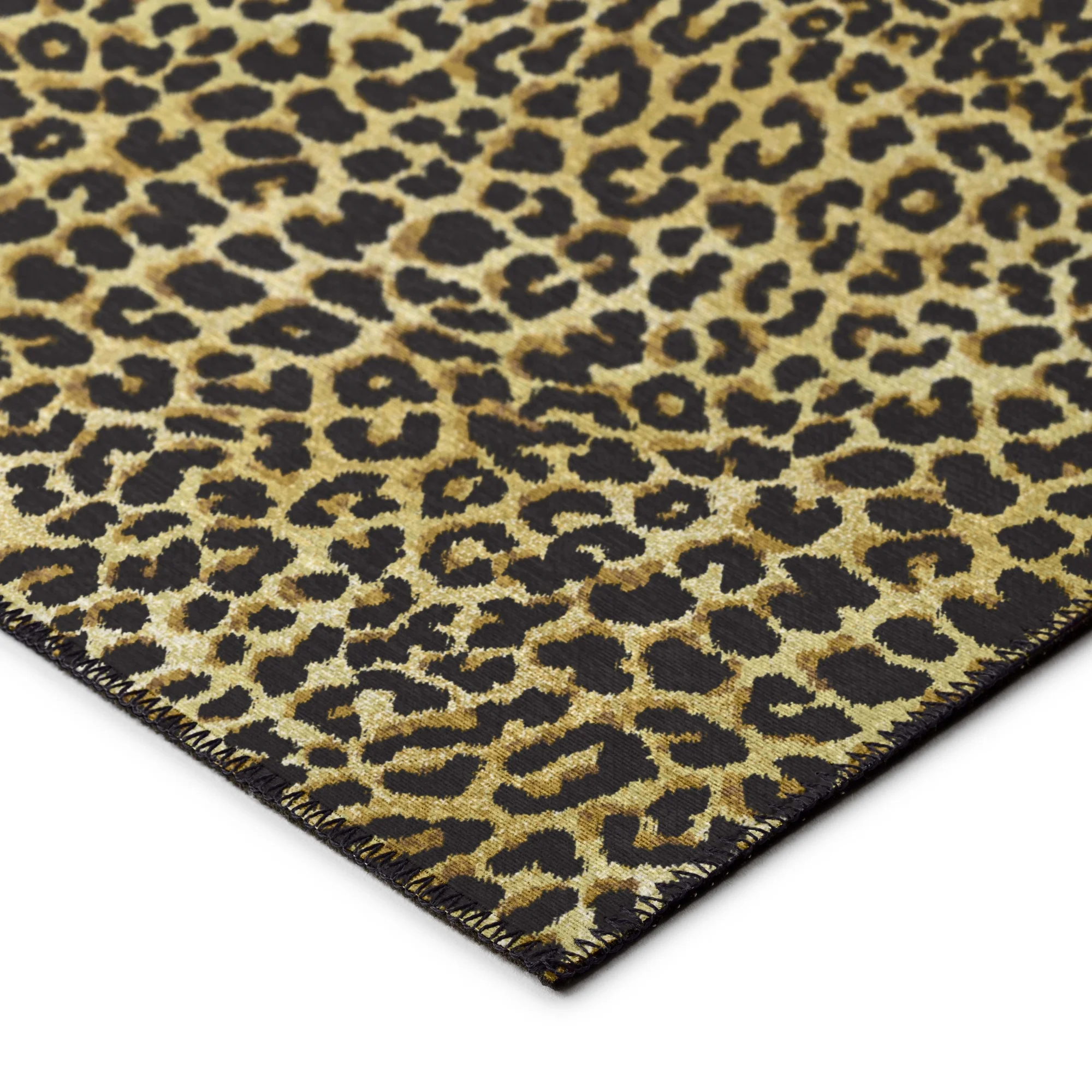 Safari Gold and Black Leopard Animal Print 9' x 12' Non-Skid Area Rug