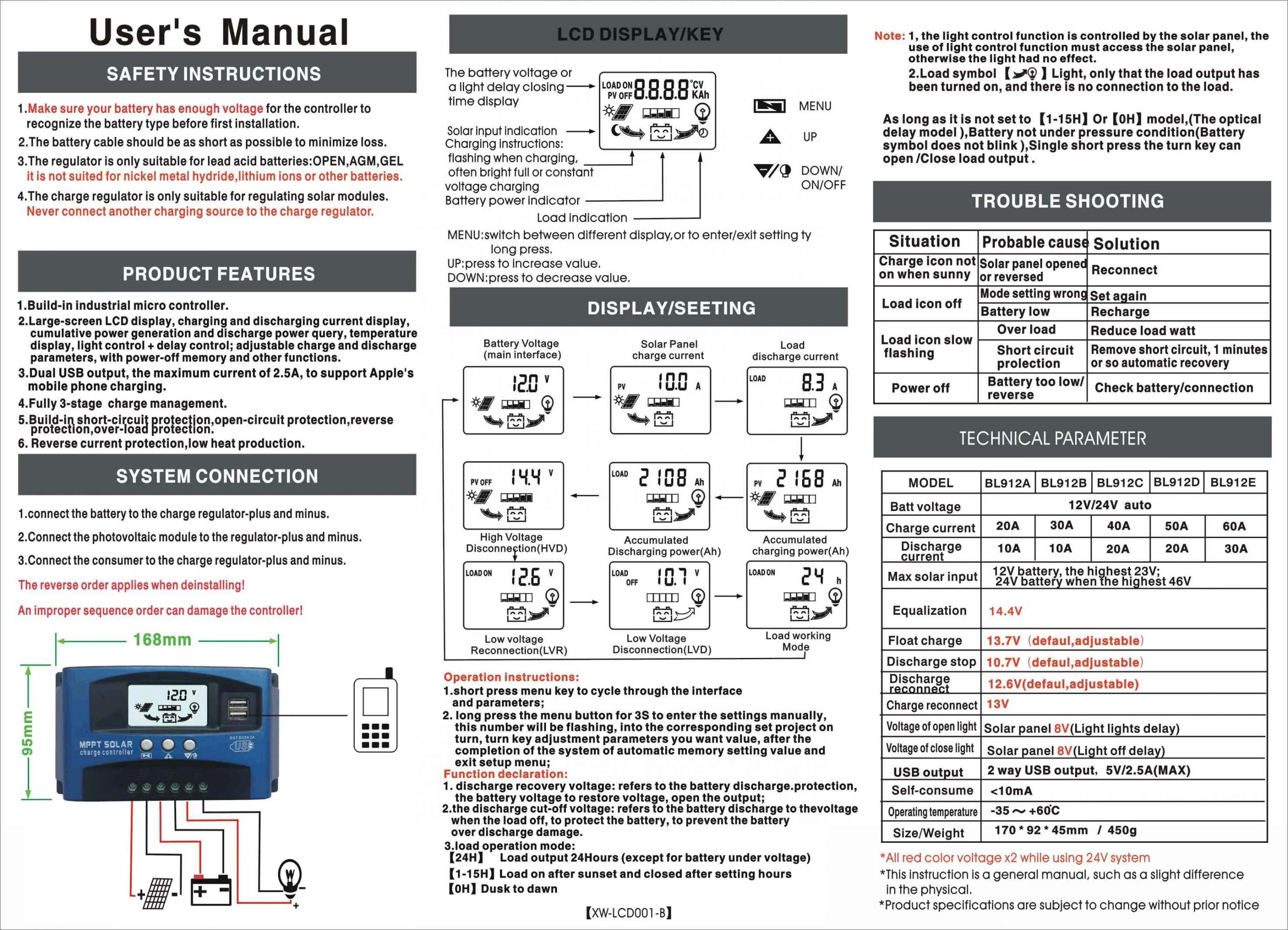 Pinnaco 100A MPPT Solar Charge Controller with Dual USB, LCD Display, Auto Solar Cell Panel Regulator - Efficient Energy Management for Solar Power Systems